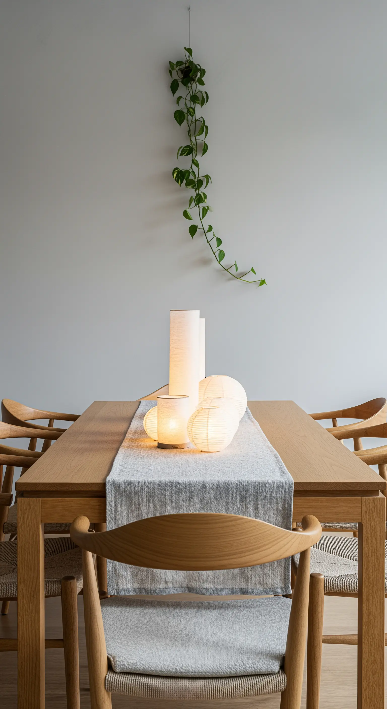 Tischläufer, Tischlaternen, Efeu, Japandi Esstisch